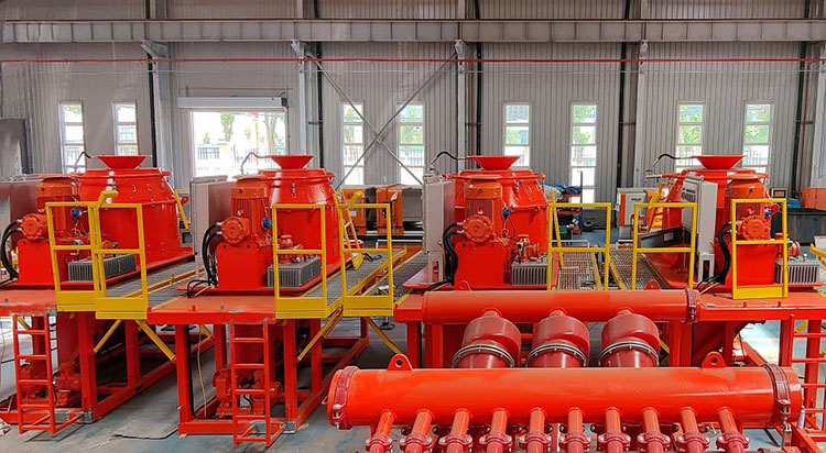 Four cuttings dryers are used for oil-based drill cuttings separation